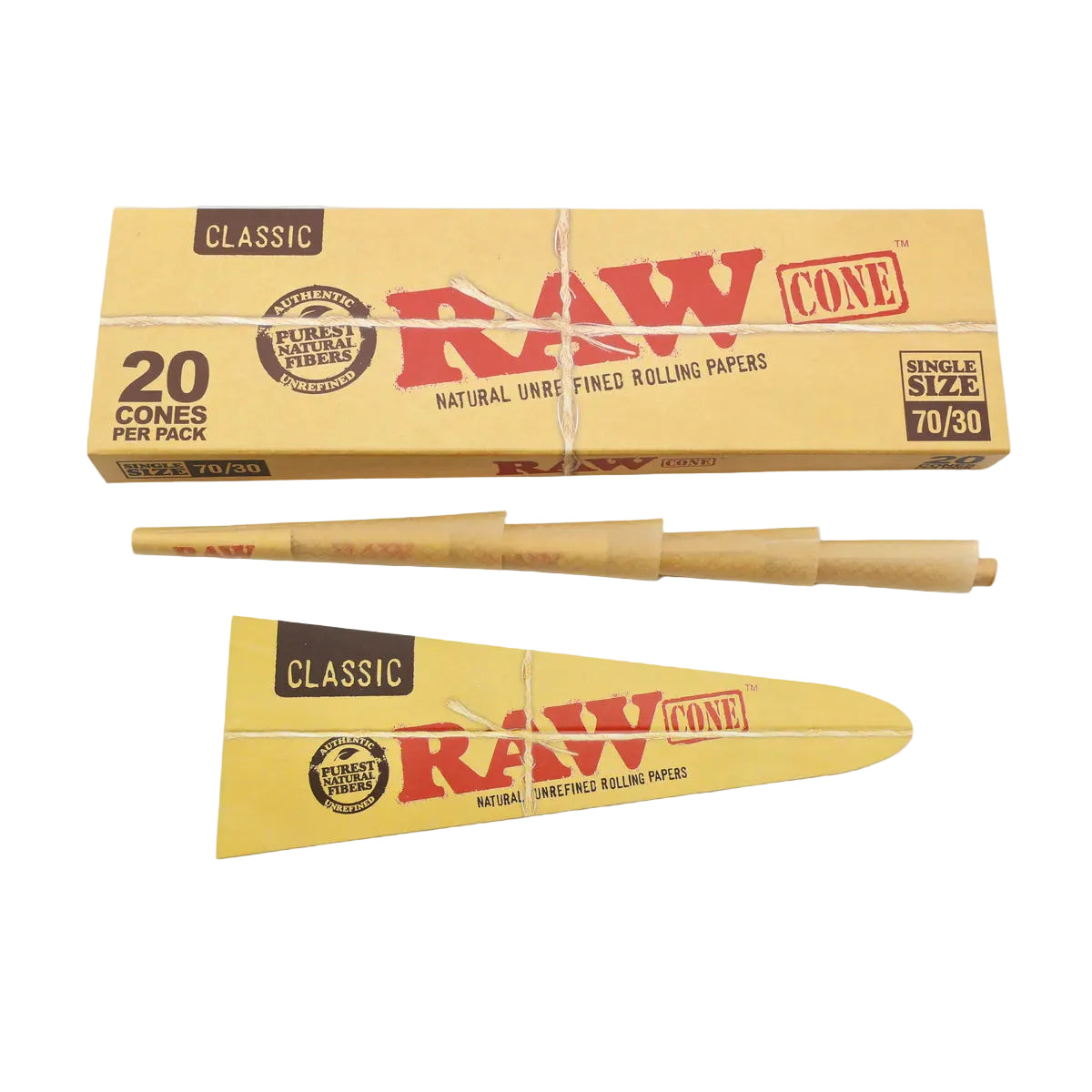 RAW Classic Pre-Rolled Cones (70/30mm 20-Pack | 12-Pack)