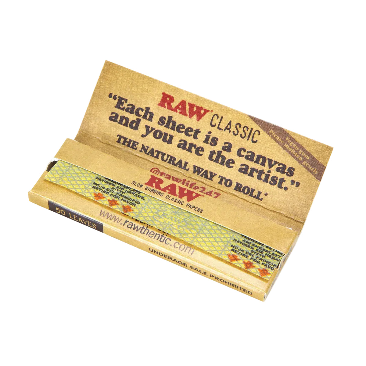 RAW Classic Single Window Papers (Single Wide | 50-Pack)