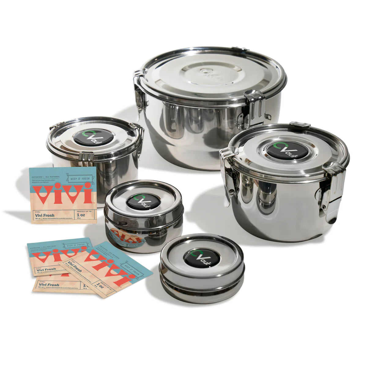 CVault Contenedores de Acero Inoxidable (1/4 oz - 5 lbs +)