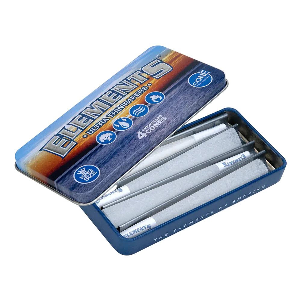 Elements Pre-Rolled Cones Tin Box (King Size | 12-Pack)