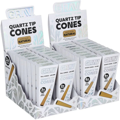 GRAV Quartz Tip Pre-Rolled Cones Natural (Short Kings / Tall Kings | 16-Pack)
