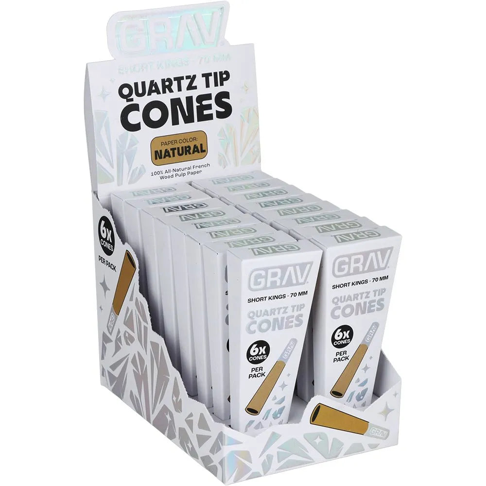 GRAV Quartz Tip Pre-Rolled Cones Natural (Short Kings / Tall Kings | 16-Pack)
