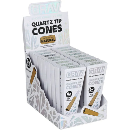 GRAV Quartz Tip Pre-Rolled Cones Natural (Short Kings / Tall Kings | 16-Pack)