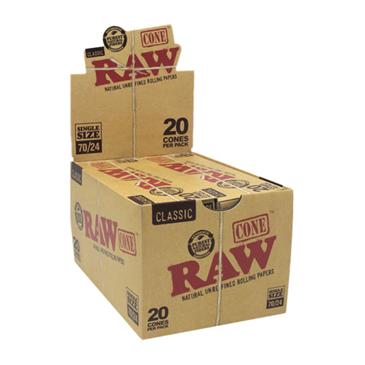 RAW Classic Pre-Rolled Cones (70/24mm 20-Pack | 12-Pack)