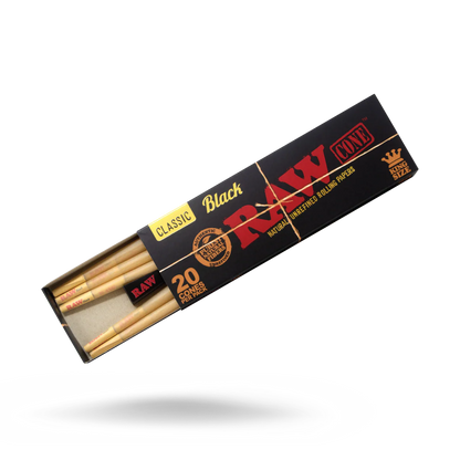 RAW Black Classic Pre-Rolled Cones (King Size 20-Pack | 12-Pack)