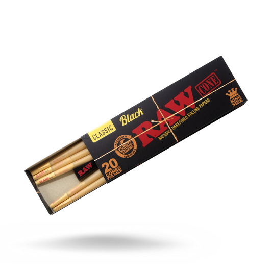 RAW Black Classic Pre-Rolled Cones (King Size 20-Pack | 12-Pack)