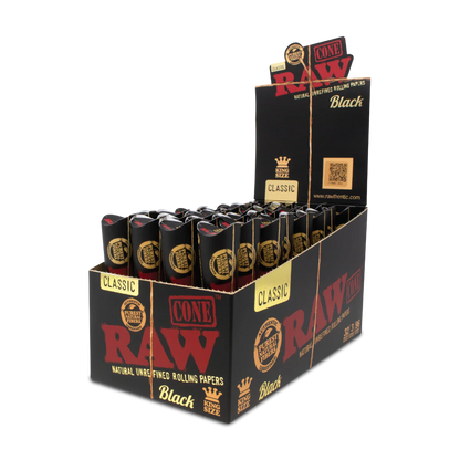 RAW Black Classic Pre-Rolled Cones (King Size 3-Pack | 32-Pack)
