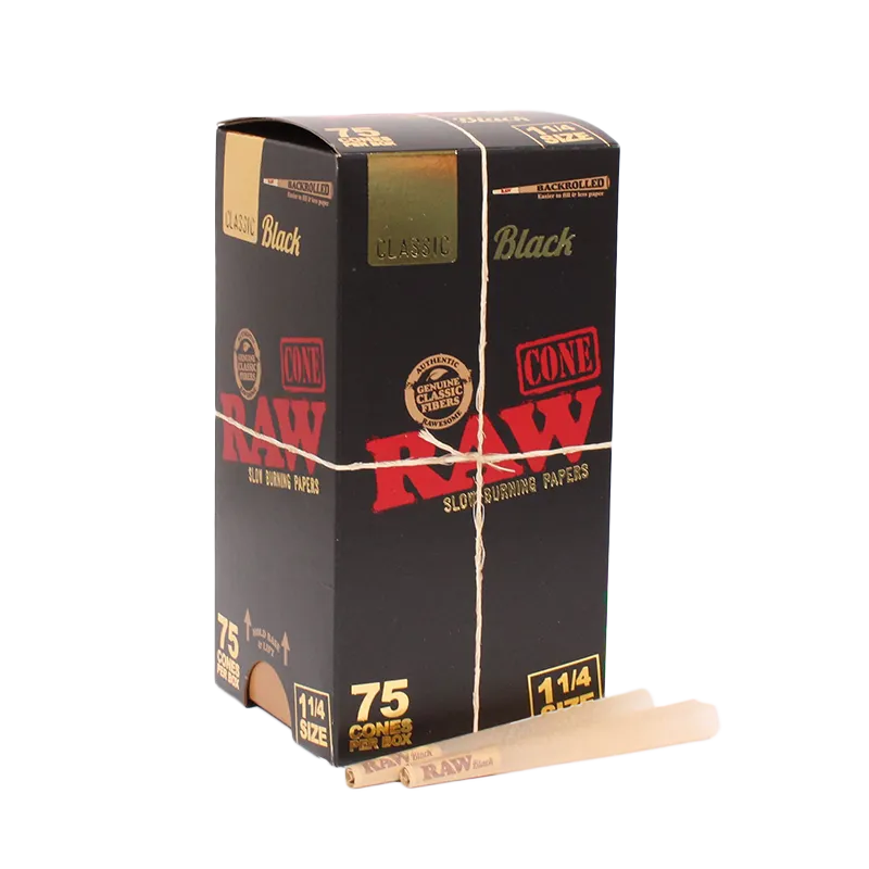RAW Black Classic Cones (1 1/4" | 75-Pack)
