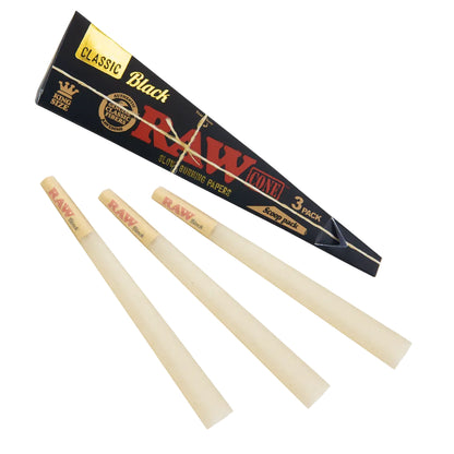 RAW Black Classic Scoop Pack Cones (King Size 3-Pack | 30-Pack)