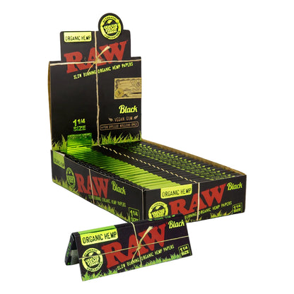 RAW Black Organic Hemp Papers (1 1/4" | 24-Pack)
