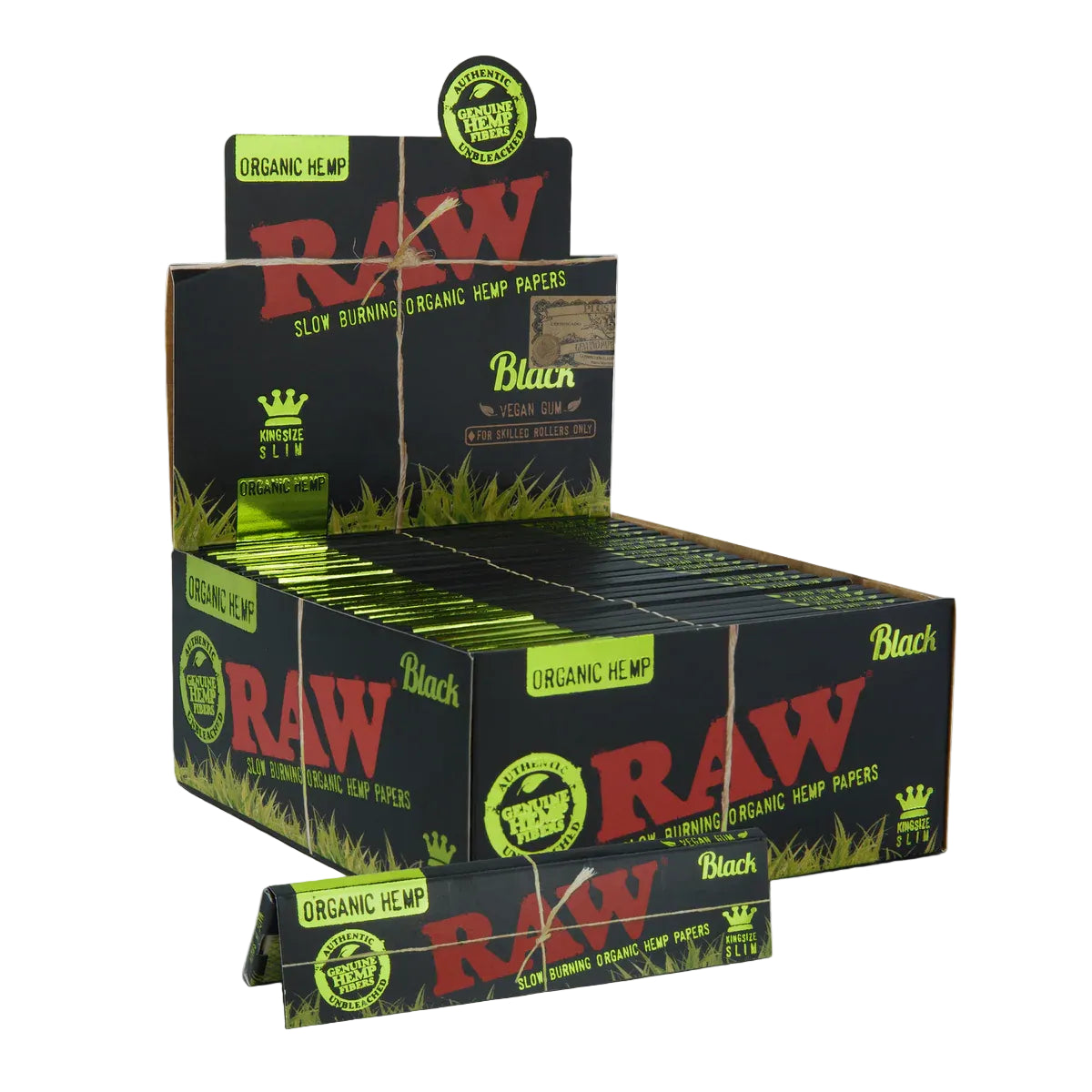 RAW Black Organic Hemp Papers (King Size Slim | 50-Pack)