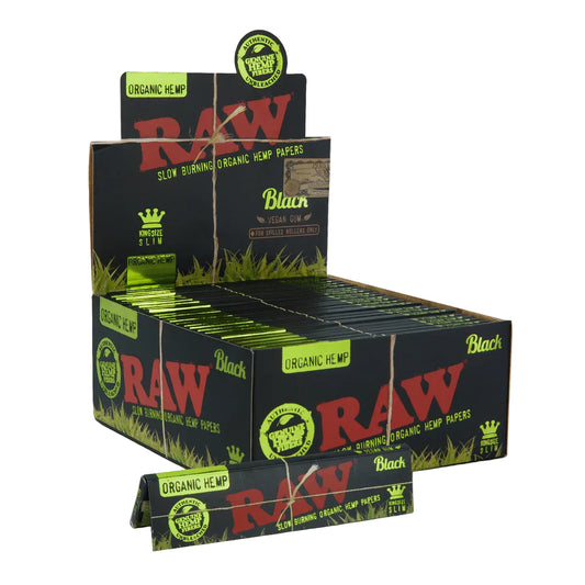 RAW Black Organic Hemp Papers (King Size Slim | 50-Pack)