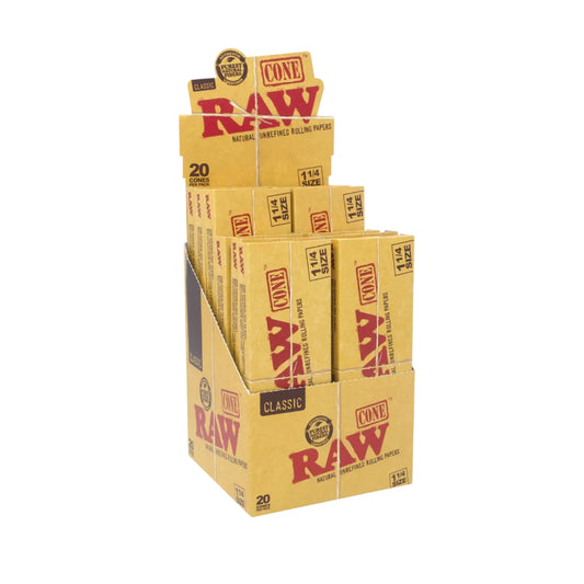 RAW Classic Pre-Rolled Cones (1 1/4" 20-Pack | 12-Pack)