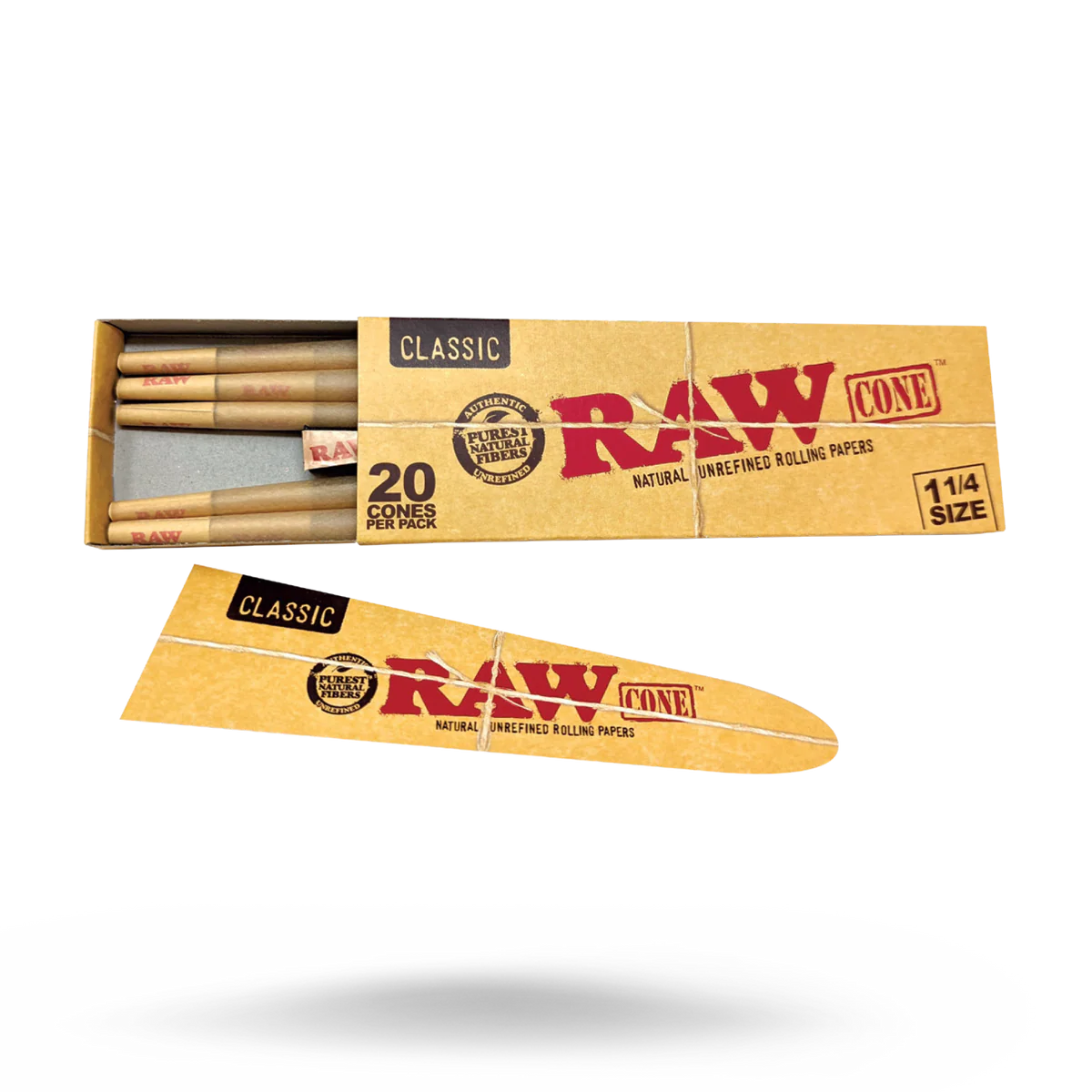 RAW Classic Pre-Rolled Cones (1 1/4" 20-Pack | 12-Pack)