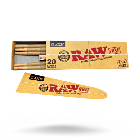 RAW Classic Pre-Rolled Cones (1 1/4" 20-Pack | 12-Pack)