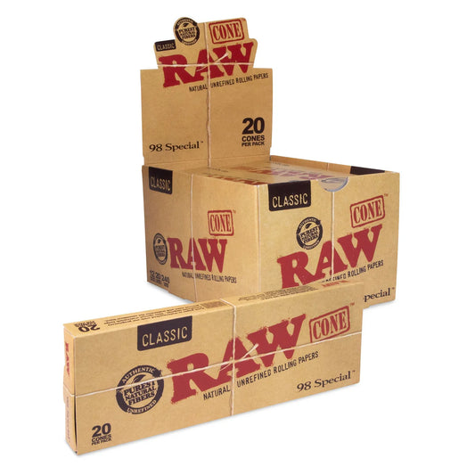 RAW Classic Pre-Rolled Cones (98 Special 20-Pack | 12-Pack)