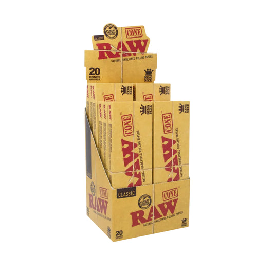RAW Classic Pre-Rolled Cones (King Size 20-Pack | 12-Pack)