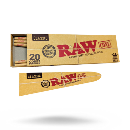 RAW Classic Pre-Rolled Cones (King Size 20-Pack | 12-Pack)