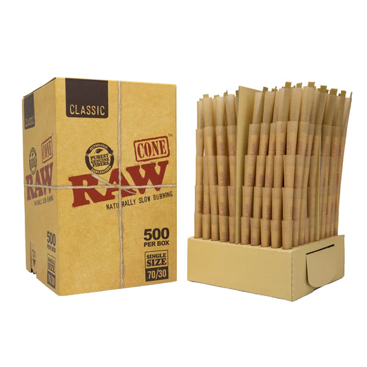 RAW Classic Pre-Rolled Cones (70/30mm | 500-Pack)