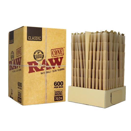 RAW Classic Pre-Rolled Cones (70/24mm | 600-Pack)