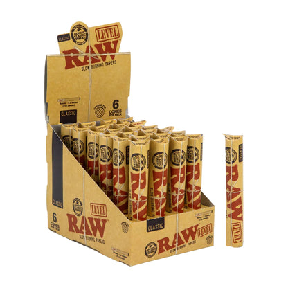 RAW Classic Pre-Rolled Cones (Level 6-Pack | 24-Pack)