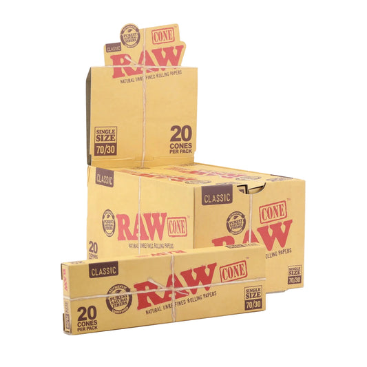 RAW Classic Pre-Rolled Cones (70/30mm 20-Pack | 12-Pack)