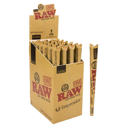 RAW Classic Pre-Rolled Cones (Emperador 8" | 24-Pack)