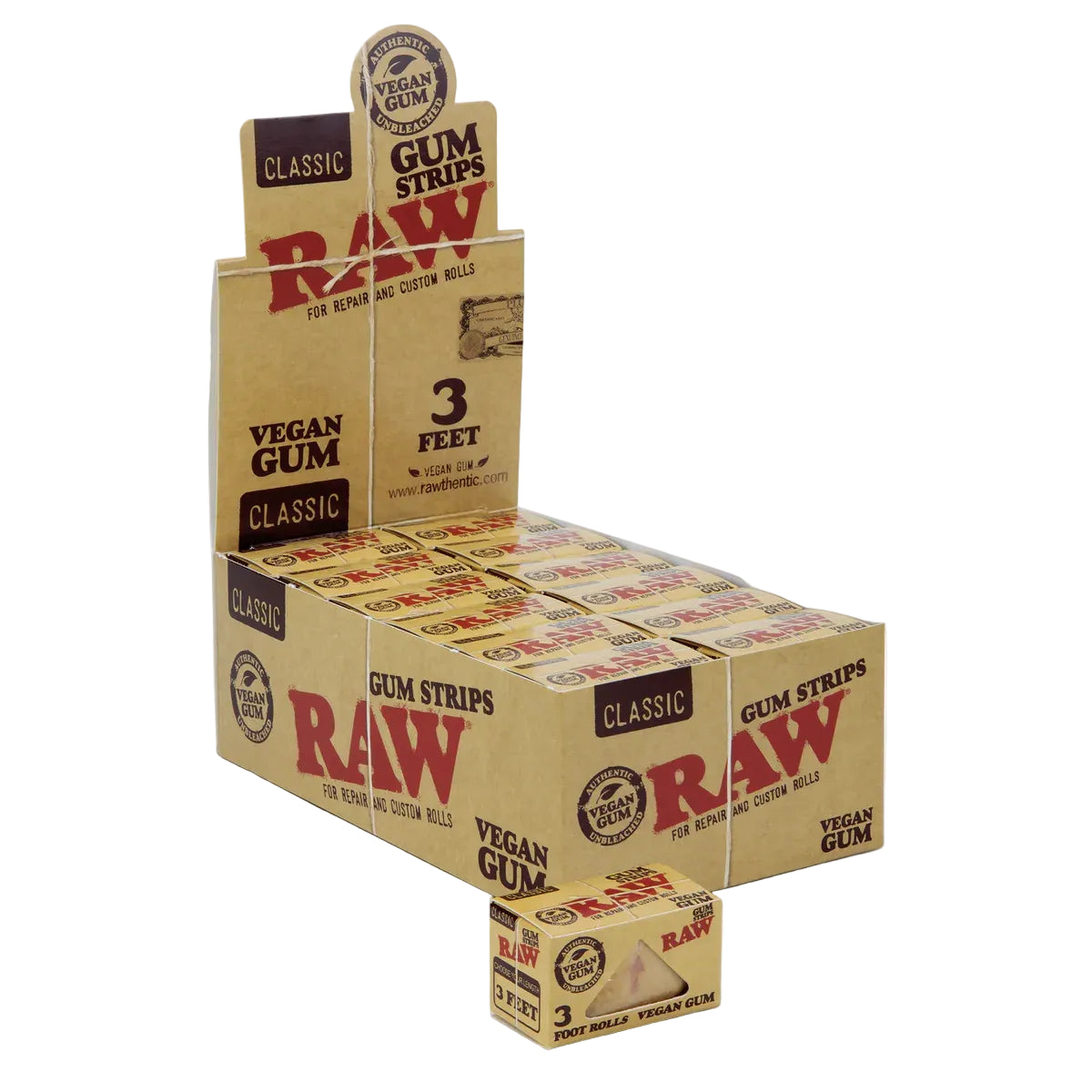 RAW Classic Gum Strips Rollo 3 Pies (24-Pack)