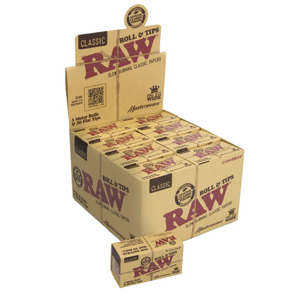 RAW Classic Masterpiece Rollo 5 Metros + Tips (King Size Wide | 24-Pack)