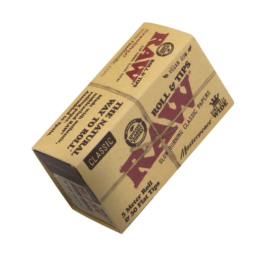 RAW Classic Masterpiece Rollo 5 Metros + Tips (King Size Wide | 24-Pack)