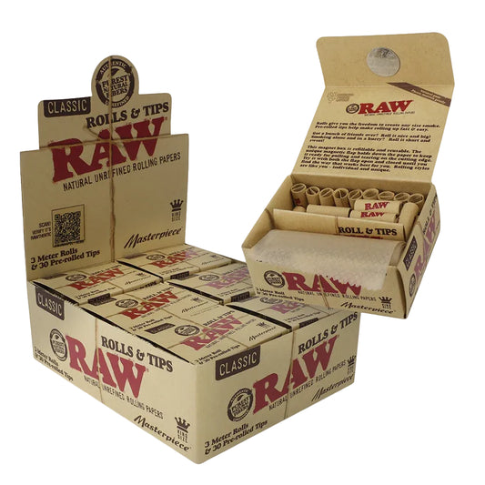 RAW Classic Masterpiece Rollo 3 Metros + Tips (King Size | 12-Pack)