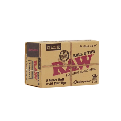 RAW Classic Masterpiece Rollo 5 Metros + Tips (King Size Slim | 24-Pack)