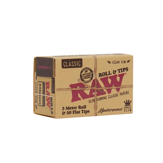 RAW Classic Masterpiece Rollo 5 Metros + Tips (King Size Slim | 24-Pack)