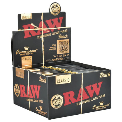 RAW Black Classic Connoisseur Papers + Tips (King Size Slim | 24-Pack)