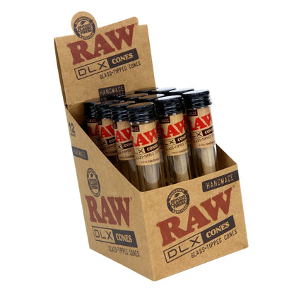 RAW DLX Glass-Tipped Cones (King Size | 12-Pack)
