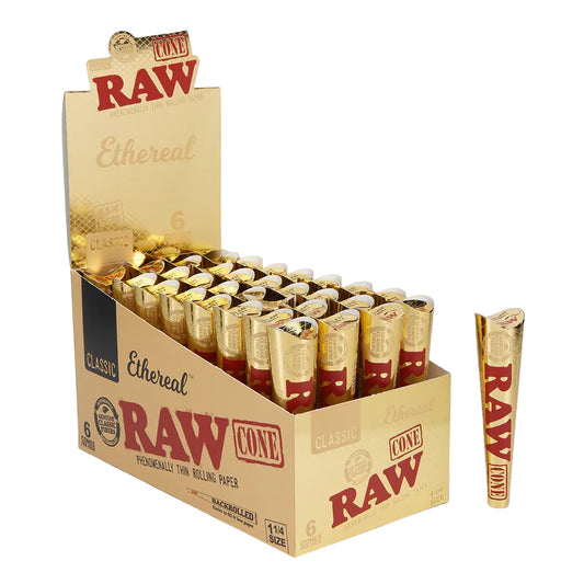 RAW Ethereal Classic Pre-Rolled Cones (1 1/4" 6-Pack | 32-Pack)