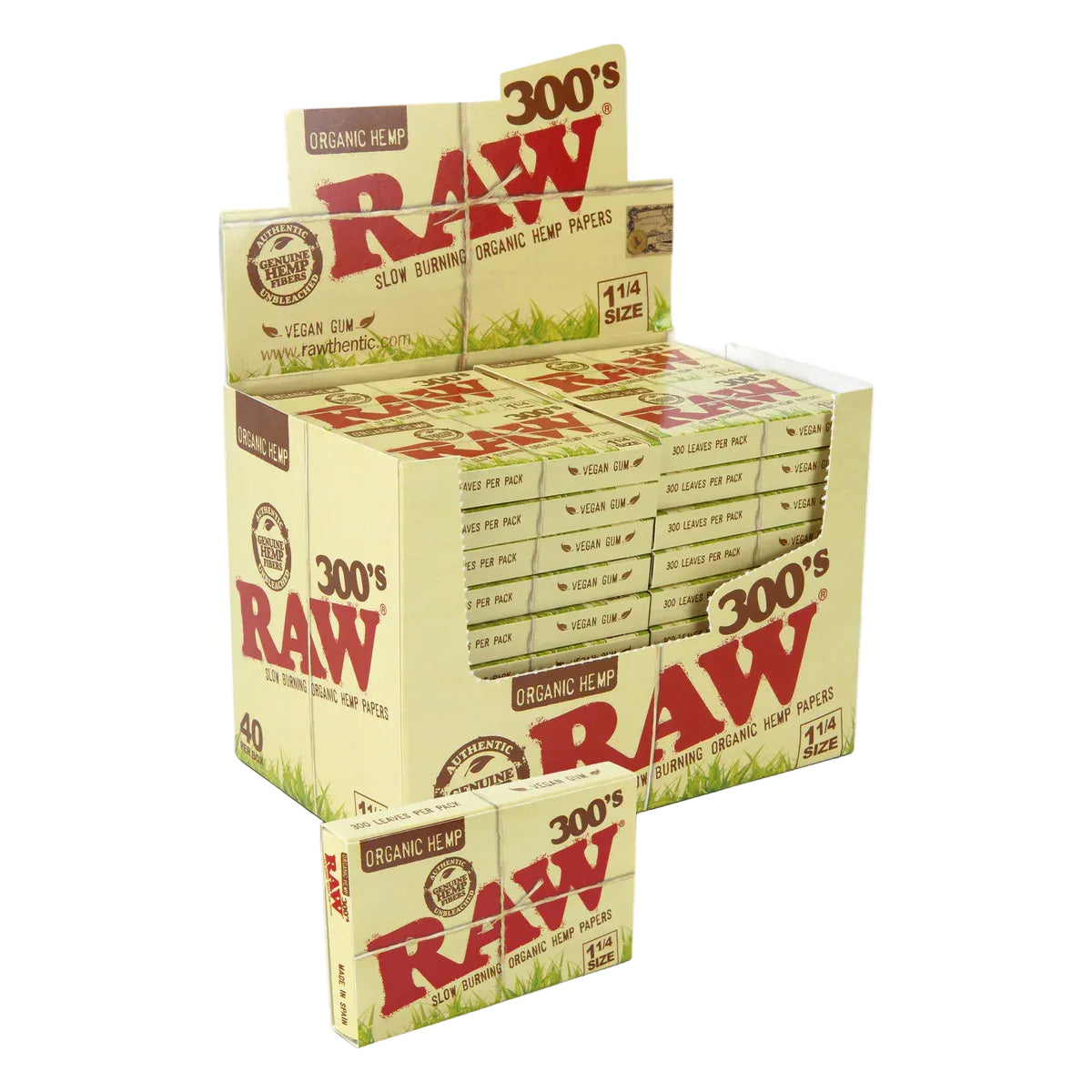 RAW Organic Hemp 300's Papers (1 1/4" | 40-Pack)