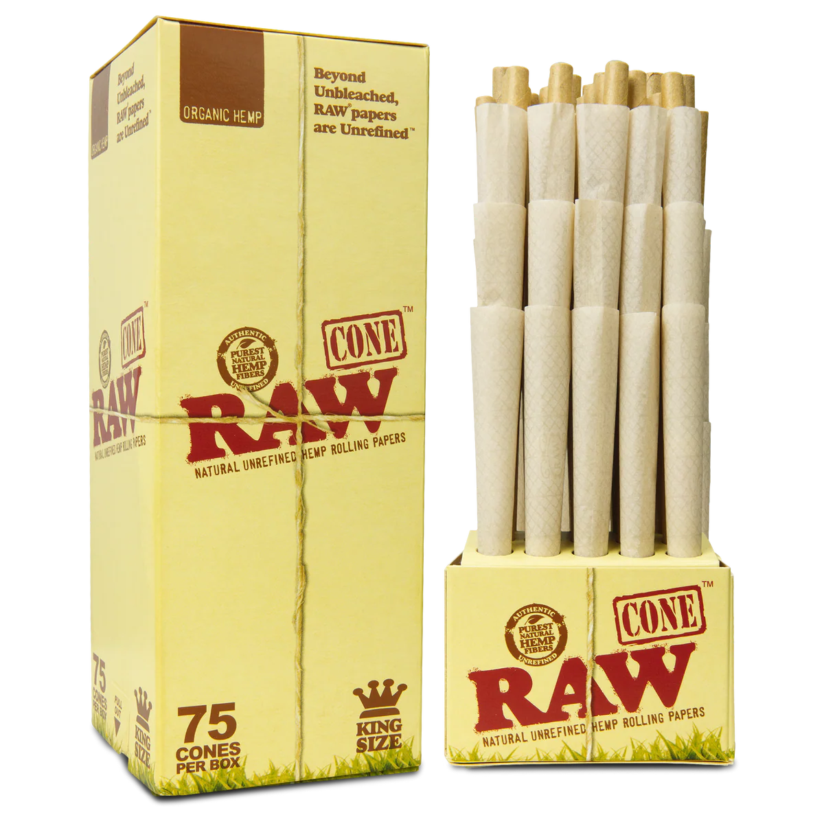 RAW Organic Hemp Cones (King Size | 75-Pack)