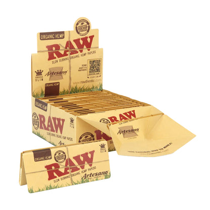 RAW Organic Hemp Artesano Papers + Tips (King Size Slim | 15-Pack)