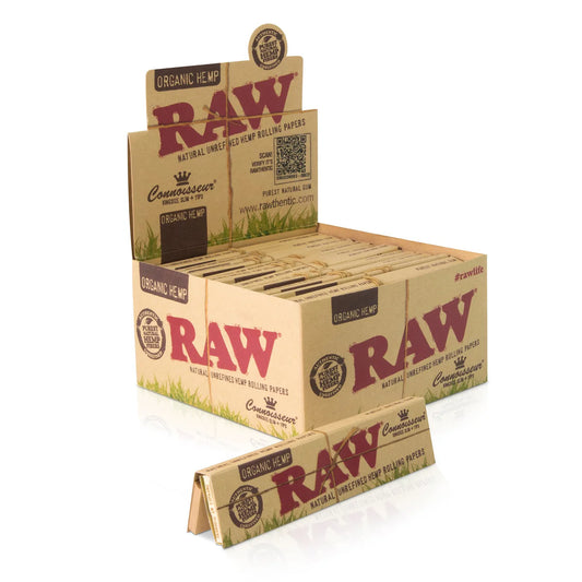 RAW Organic Hemp Connoisseur Papers + Tips (King Size Slim | 24-pack)