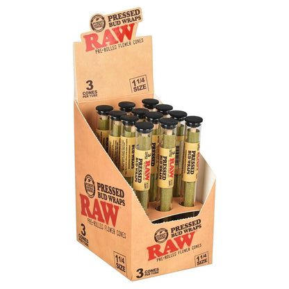 RAW Pressed Bud Wrap Cones (1 1/4" 3-Pack | 12-Pack)