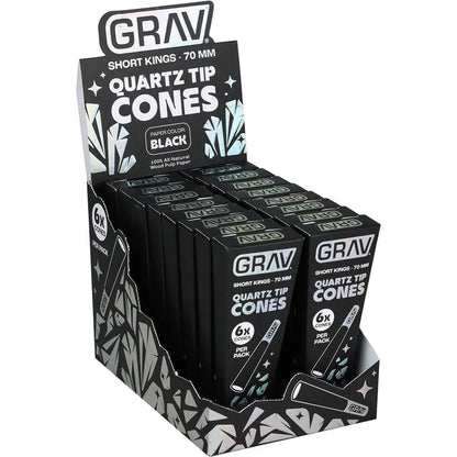 GRAV Quartz Tip Pre-Rolled Cones Black (Short Kings / Tall Kings | 16-Pack)