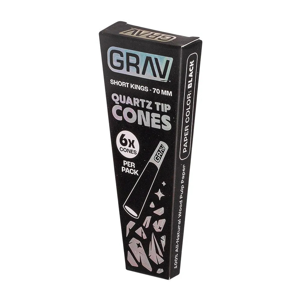 GRAV Quartz Tip Pre-Rolled Cones Black (Short Kings / Tall Kings | 16-Pack)