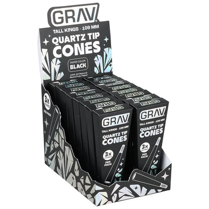 GRAV Quartz Tip Pre-Rolled Cones Black (Short Kings / Tall Kings | 16-Pack)