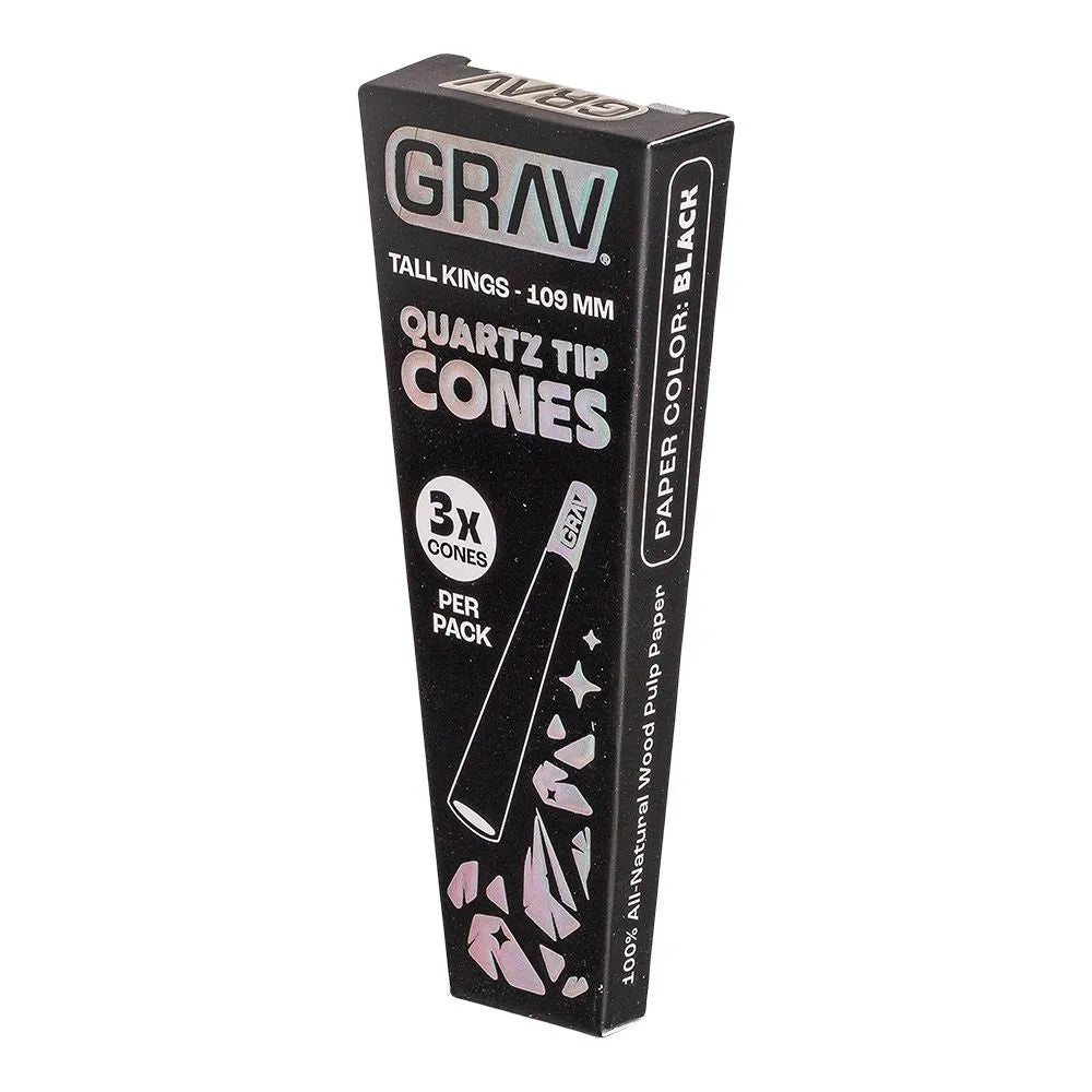 GRAV Quartz Tip Pre-Rolled Cones Black (Short Kings / Tall Kings | 16-Pack)